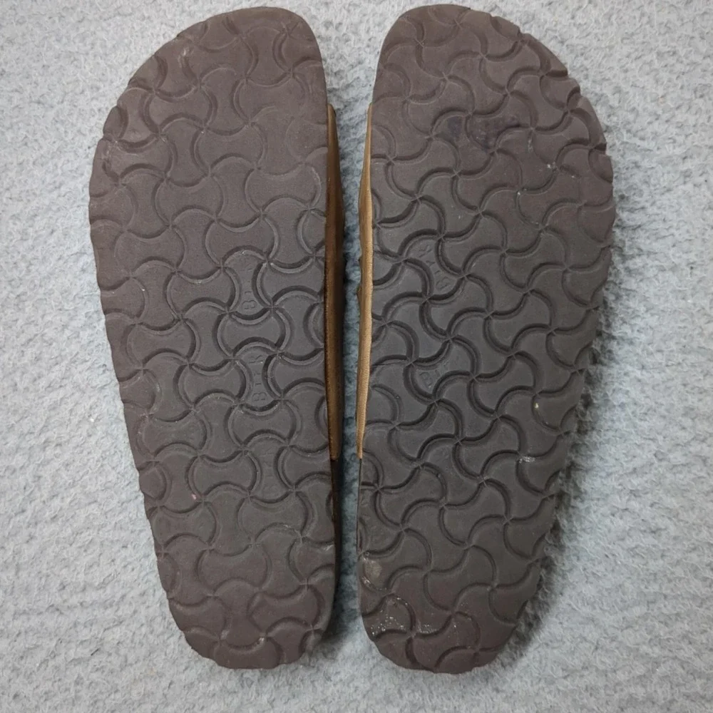 Birkenstock Sandals Womens Size 8 Brown Suede Slide Comfort Strappy Footbed